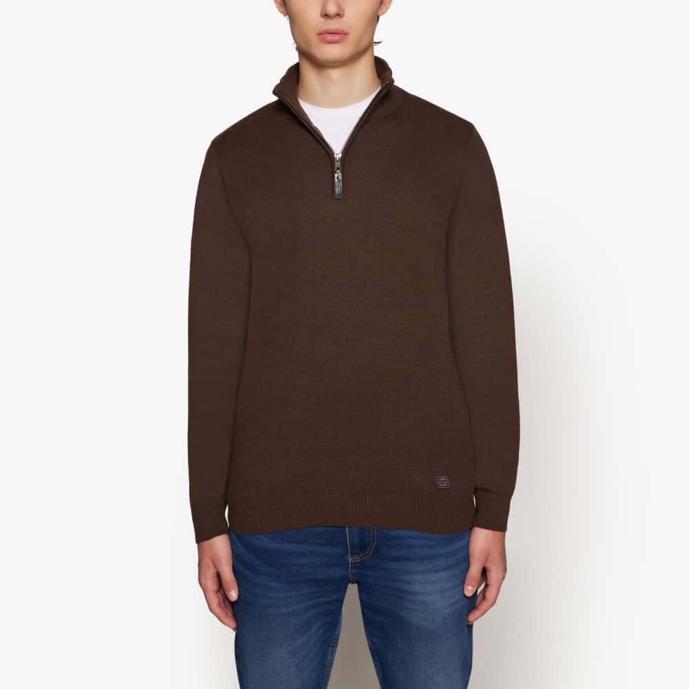 Signal I half zip knit I chocolat brown - Afbeelding 6