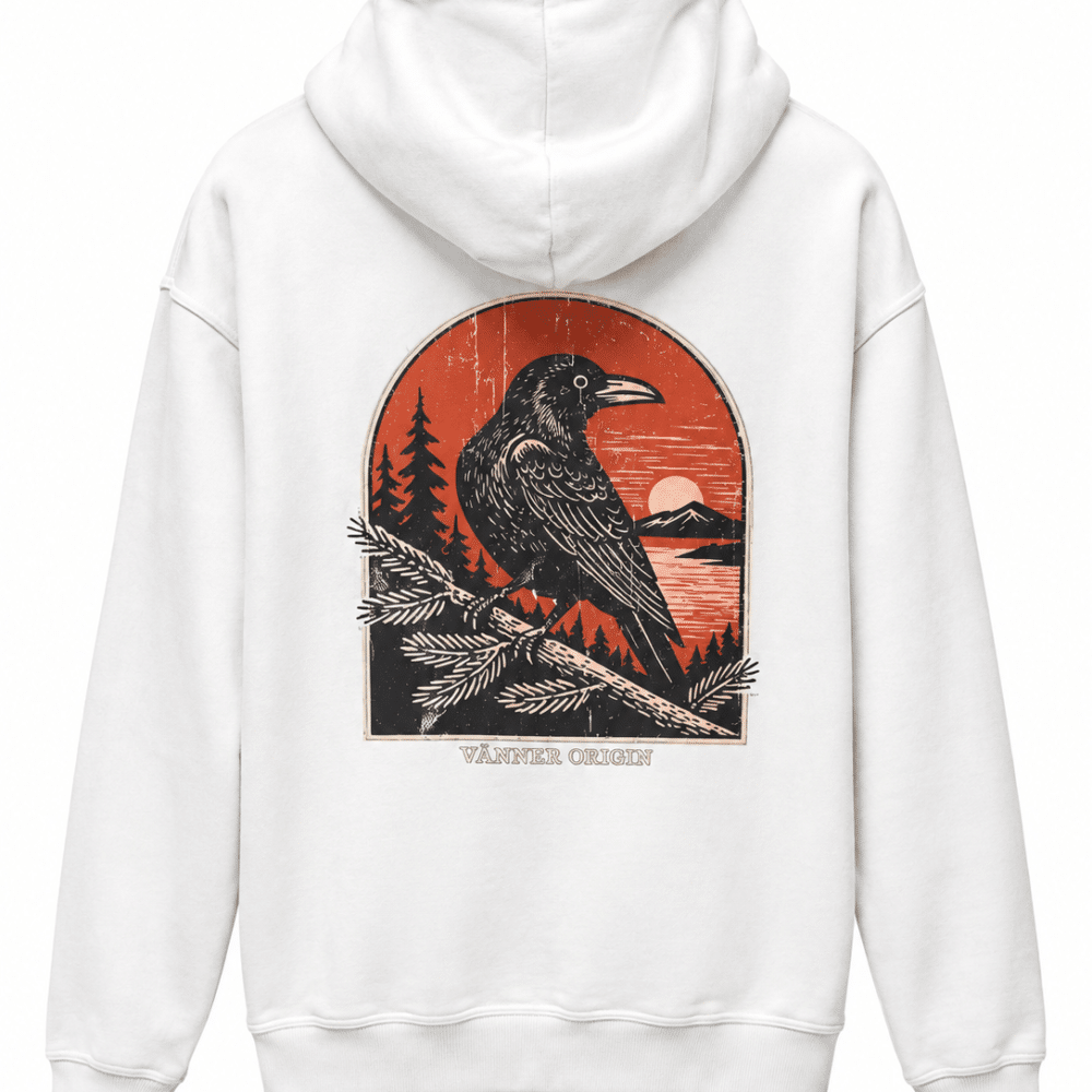 Alternative view of Vänner I bird hoody I white