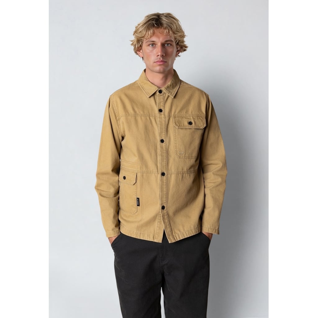 Fat Moose I dereck overshirt I dark khaki - Afbeelding 2