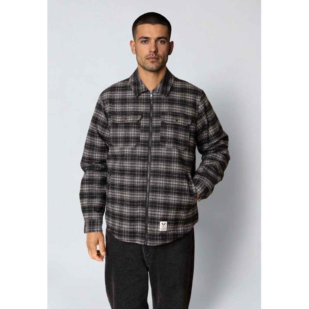 Fat Moose I holger overshirt I ecru/black check - Afbeelding 2