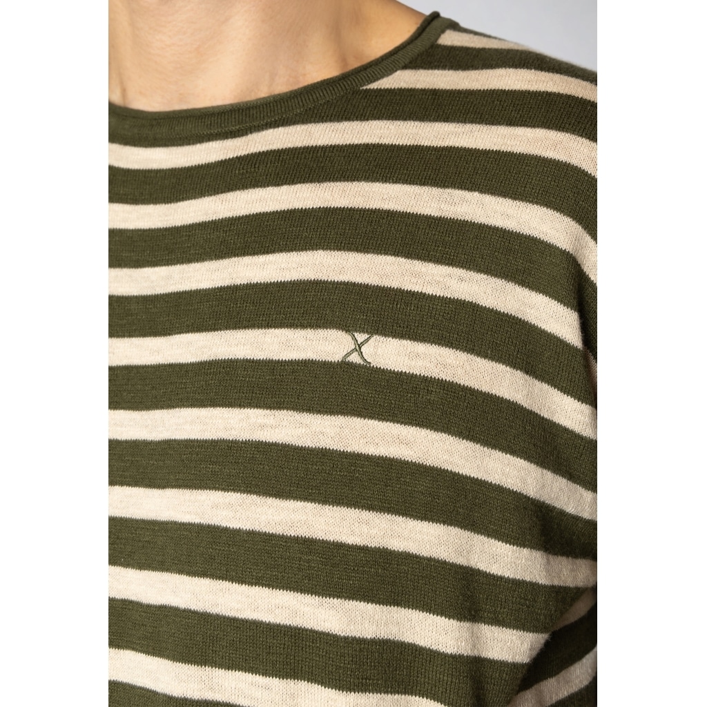 Clean cut Cph I knitted tee I army / ecru - Afbeelding 3