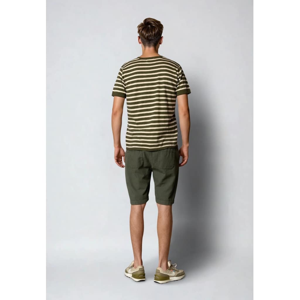 Clean cut Cph I knitted tee I army / ecru - Afbeelding 4
