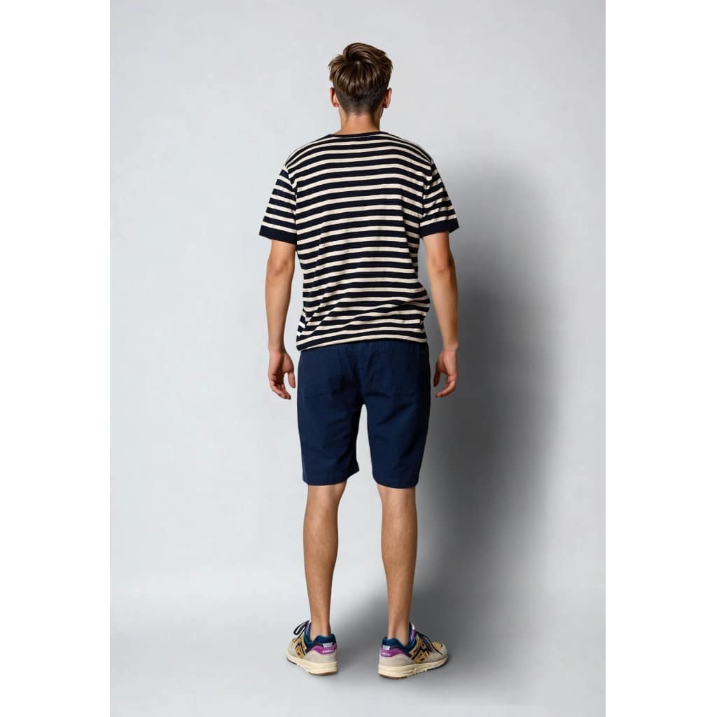 Clean cut Cph I knitted tee I navy ecru - Afbeelding 4