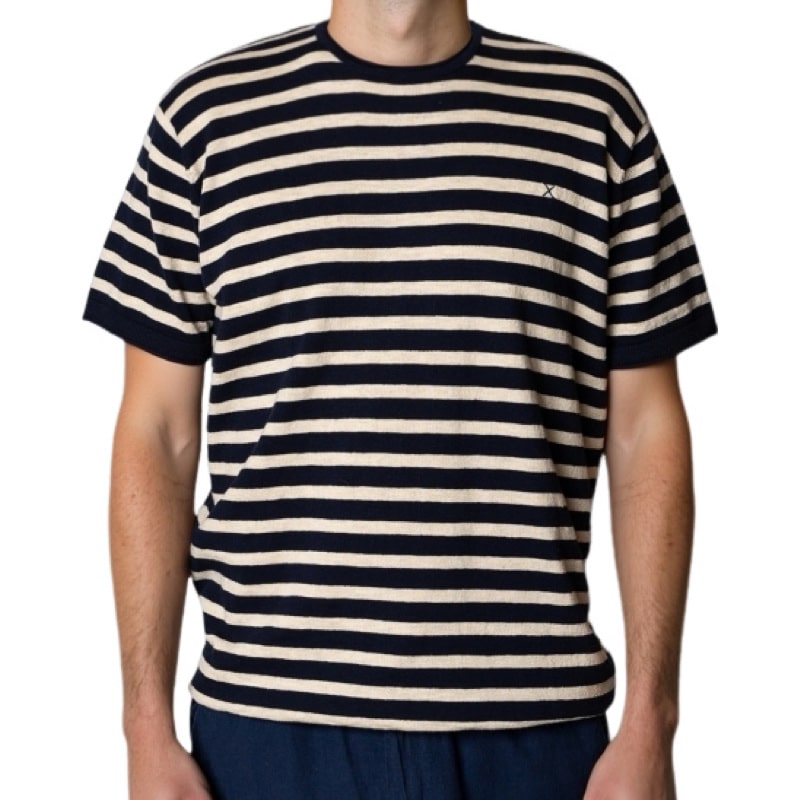 Clean cut Cph I knitted tee I navy ecru