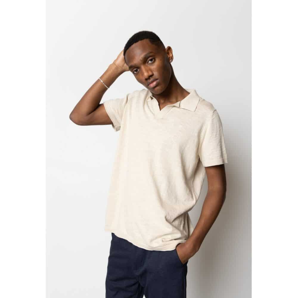 Clean cut Cph I knitted polo I ecru - Afbeelding 4