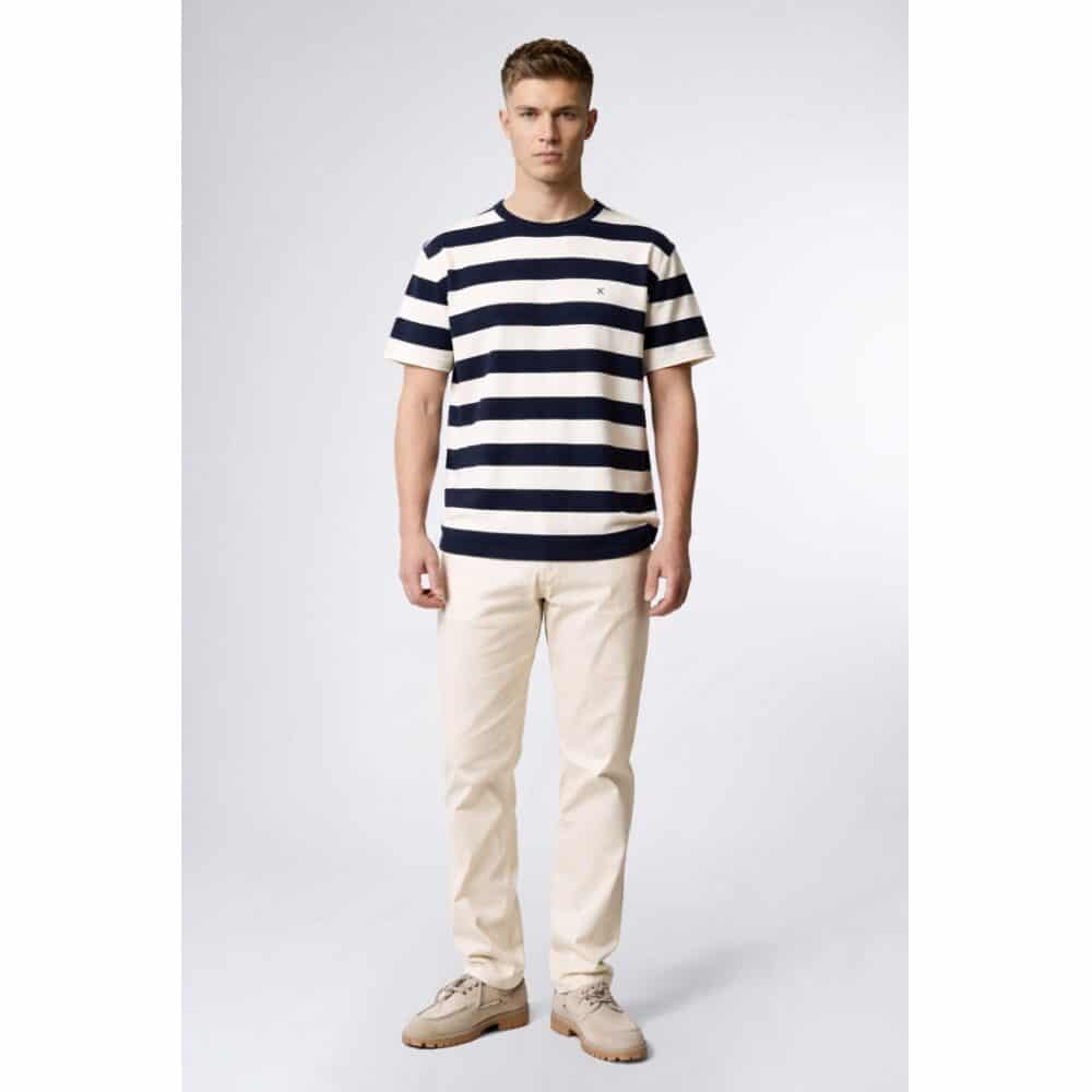 Alternative view of Clean cut Cph I Milas knitted tee I navy ecru