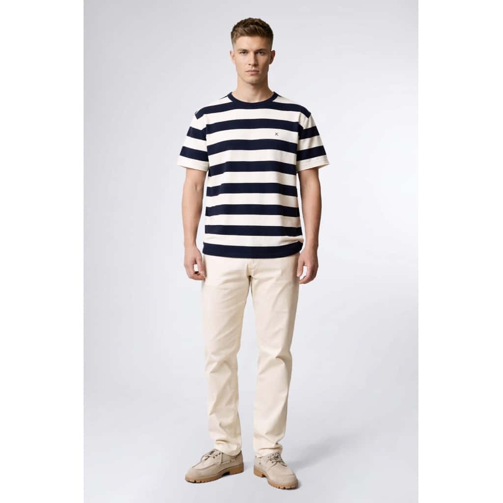 Clean cut Cph I Milas knitted tee I navy ecru - Afbeelding 2