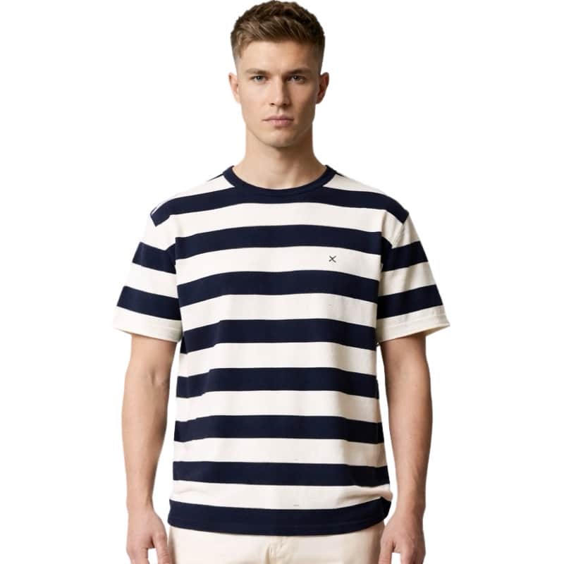 Clean cut Cph I Milas knitted tee I navy ecru