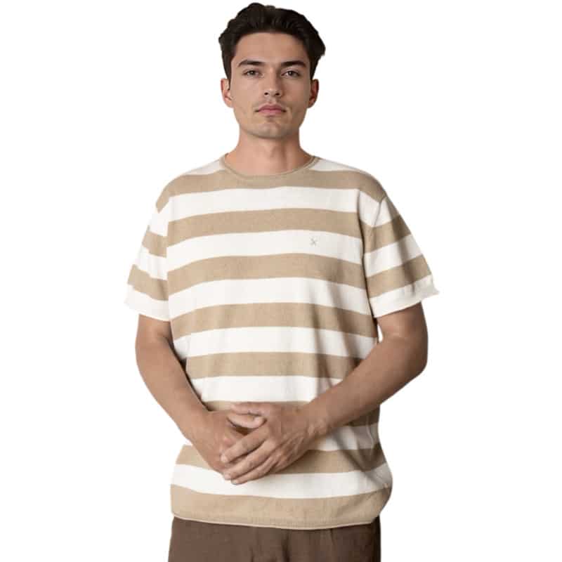 Clean cut Cph I knitted tee I shitake / ecru