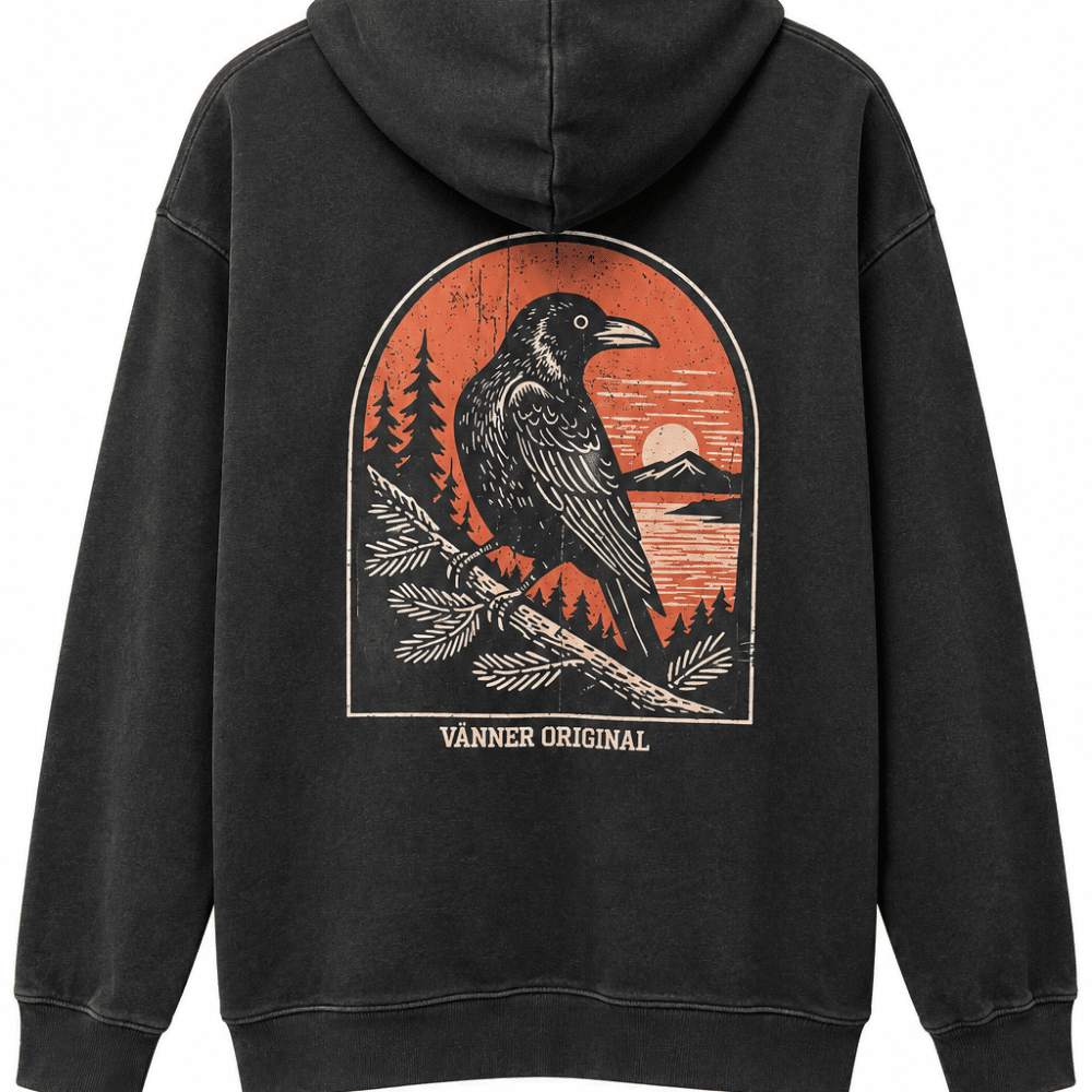 Alternative view of Vänner I bird hoody I black