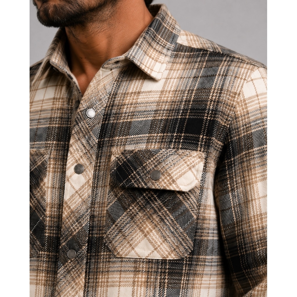 Fat Moose I check overshirt I soft sand - Afbeelding 4