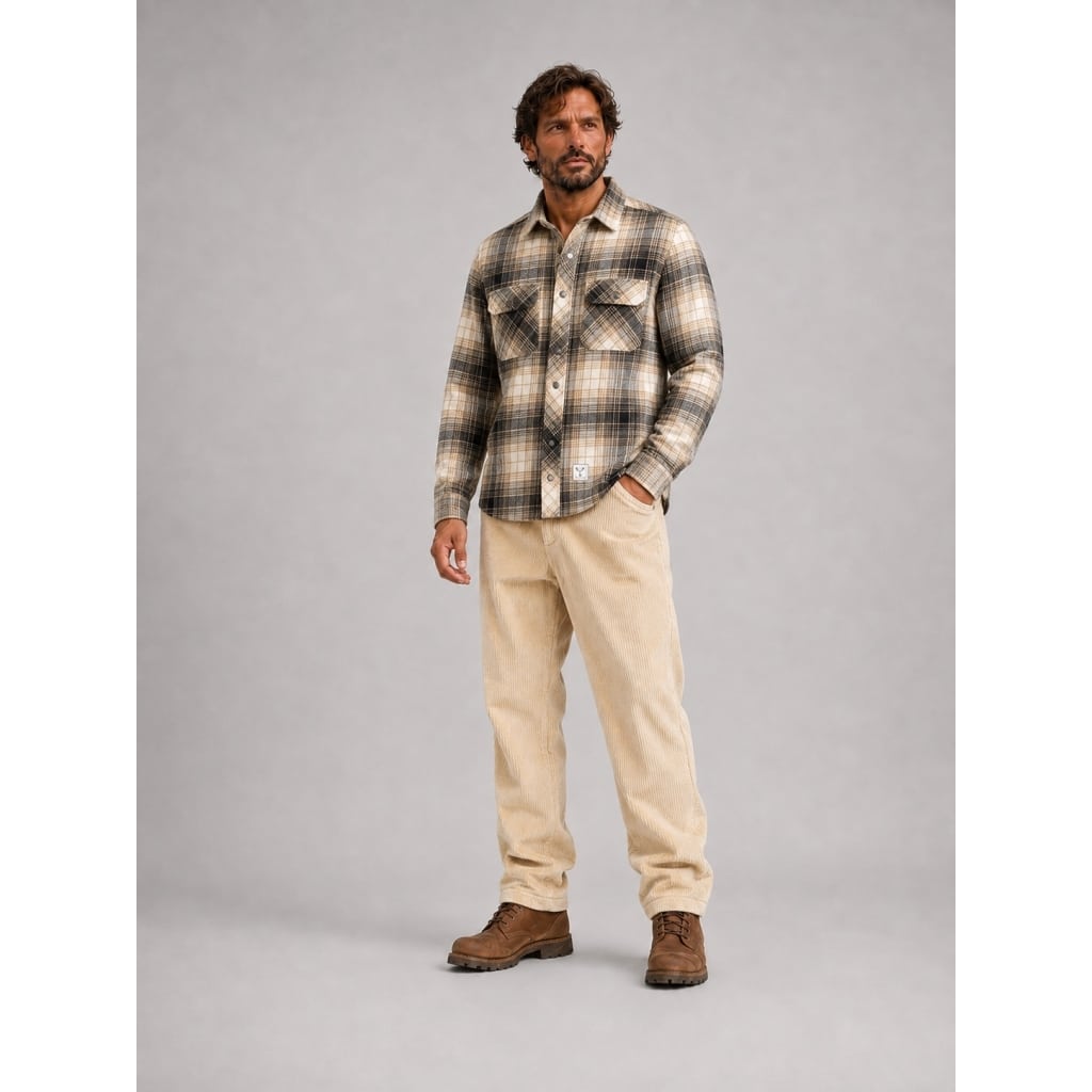 Fat Moose I check overshirt I soft sand - Afbeelding 3