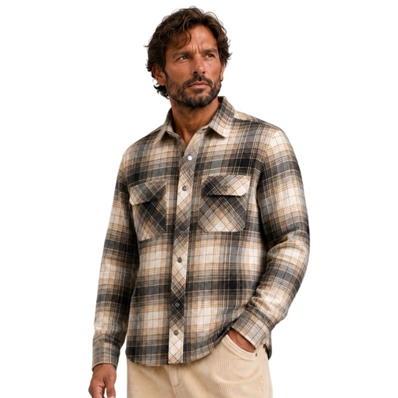 Fat Moose I check overshirt I soft sand