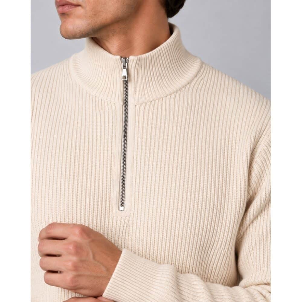 Clean cut Cph I half zip knit  I ecru melange - Afbeelding 4