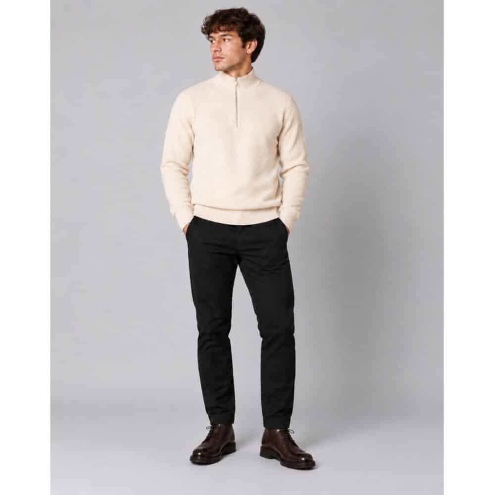 Clean cut Cph I half zip knit  I ecru melange - Afbeelding 3