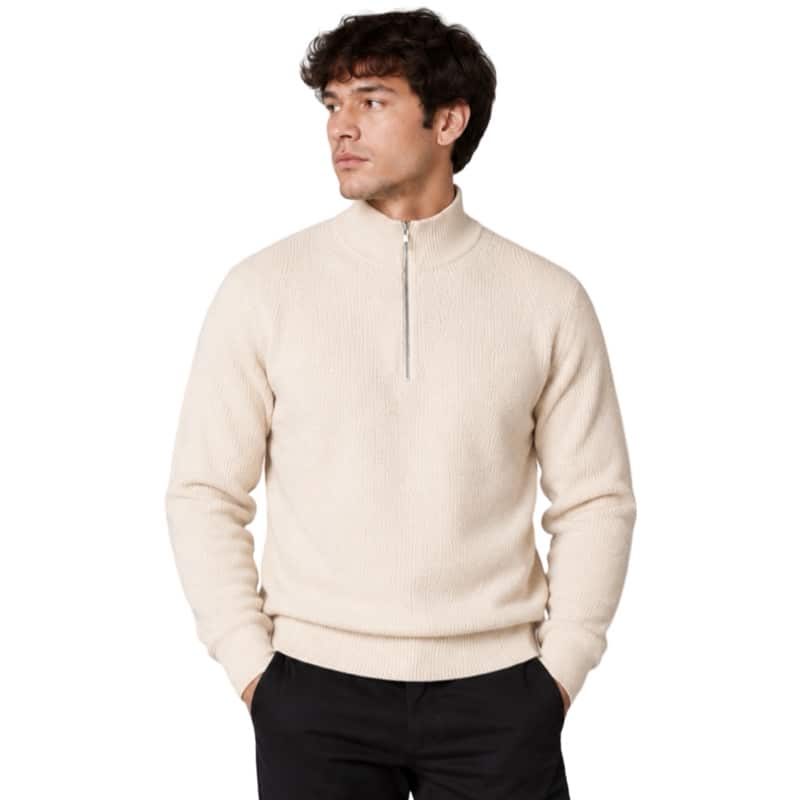 Clean cut Cph I half zip knit I ecru melange