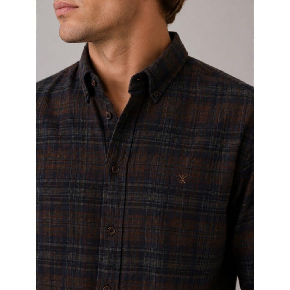 Clean cut Cph I checked shirt I brown / navy - Afbeelding 2