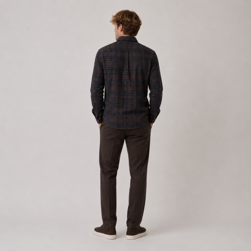 Clean cut Cph I checked shirt I brown / navy - Afbeelding 3
