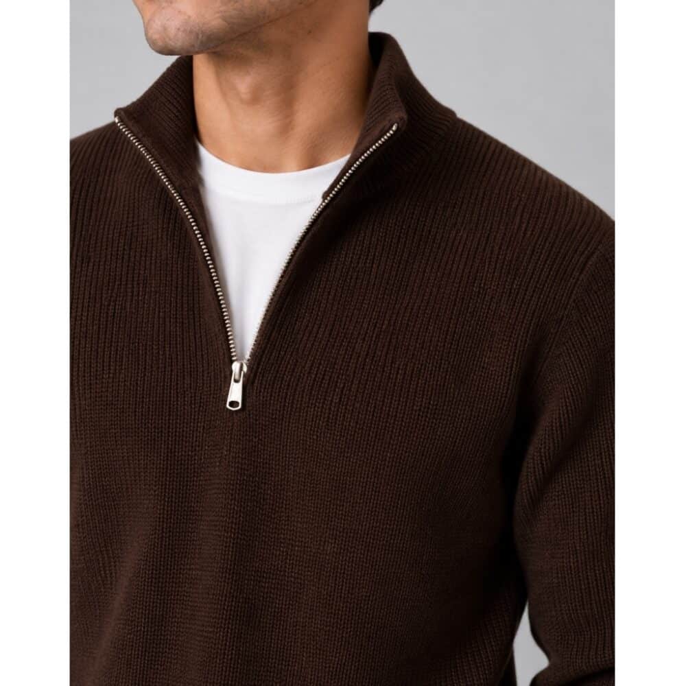 Alternative view of Clean cut Cph I half zip knit I dark brown