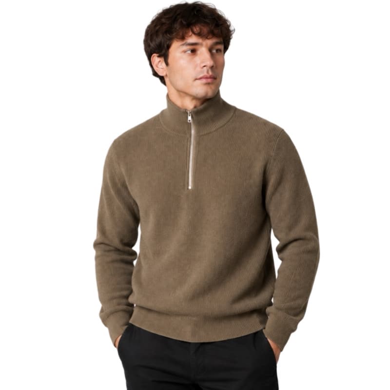 Clean cut Cph I half zip knit I brindle beige