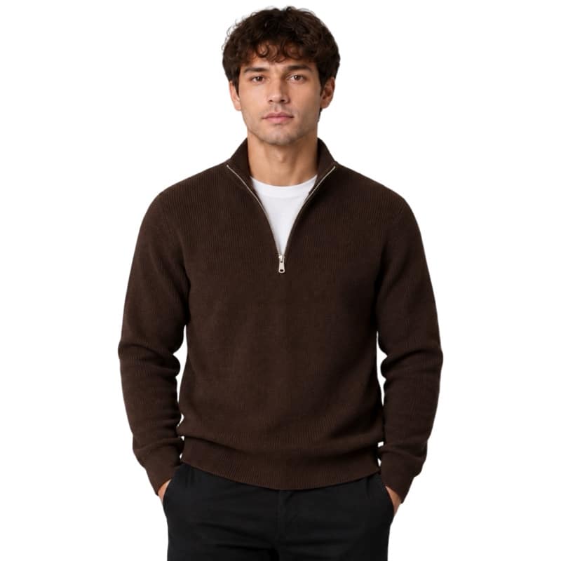 Clean cut Cph I half zip knit I dark brown