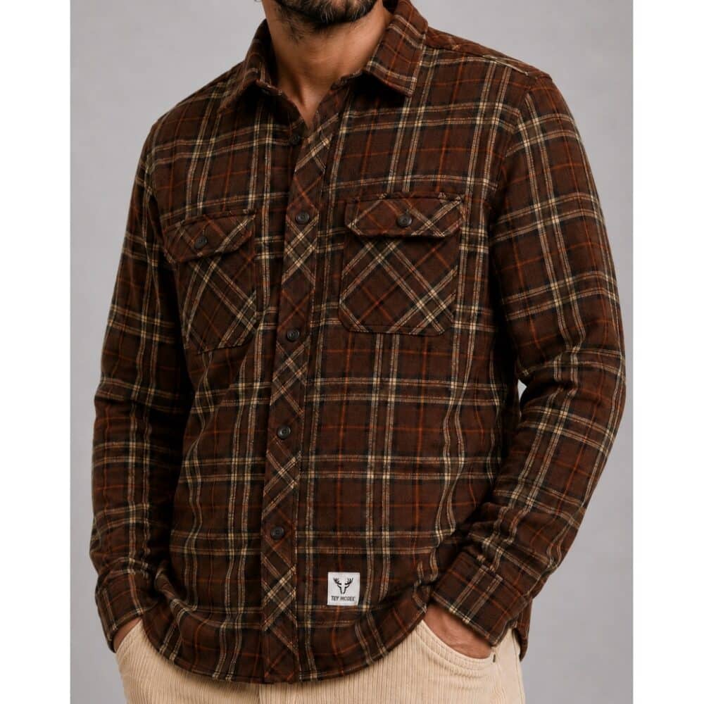 Fatmoose I check overshirt I burnt orange - Afbeelding 4