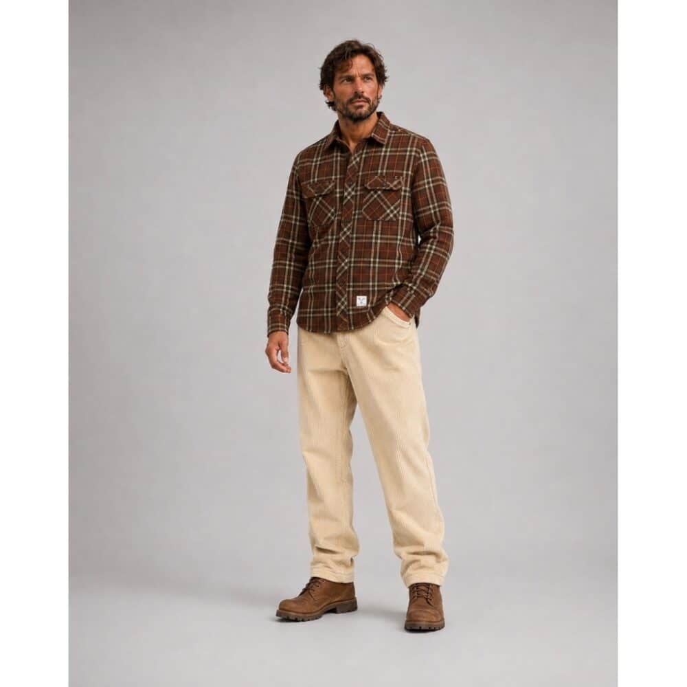 Alternative view of Fatmoose I check overshirt I burnt orange