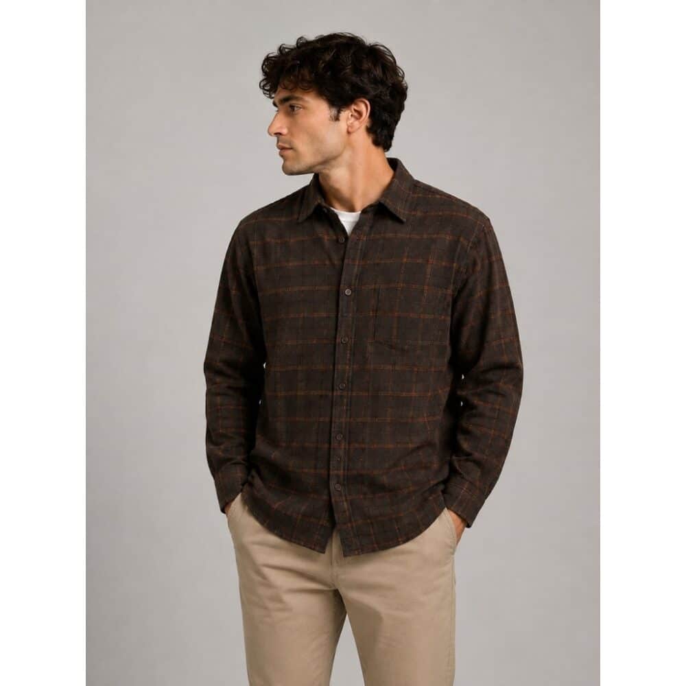 Alternative view of Clean cut Cph I checked shirt I brown